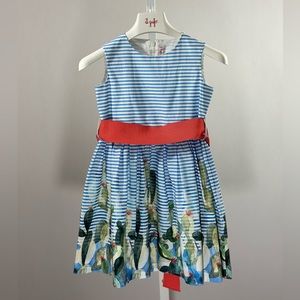 IL GUFO ITALY - Girls Blue and White Striped Cactus Dress 🌵